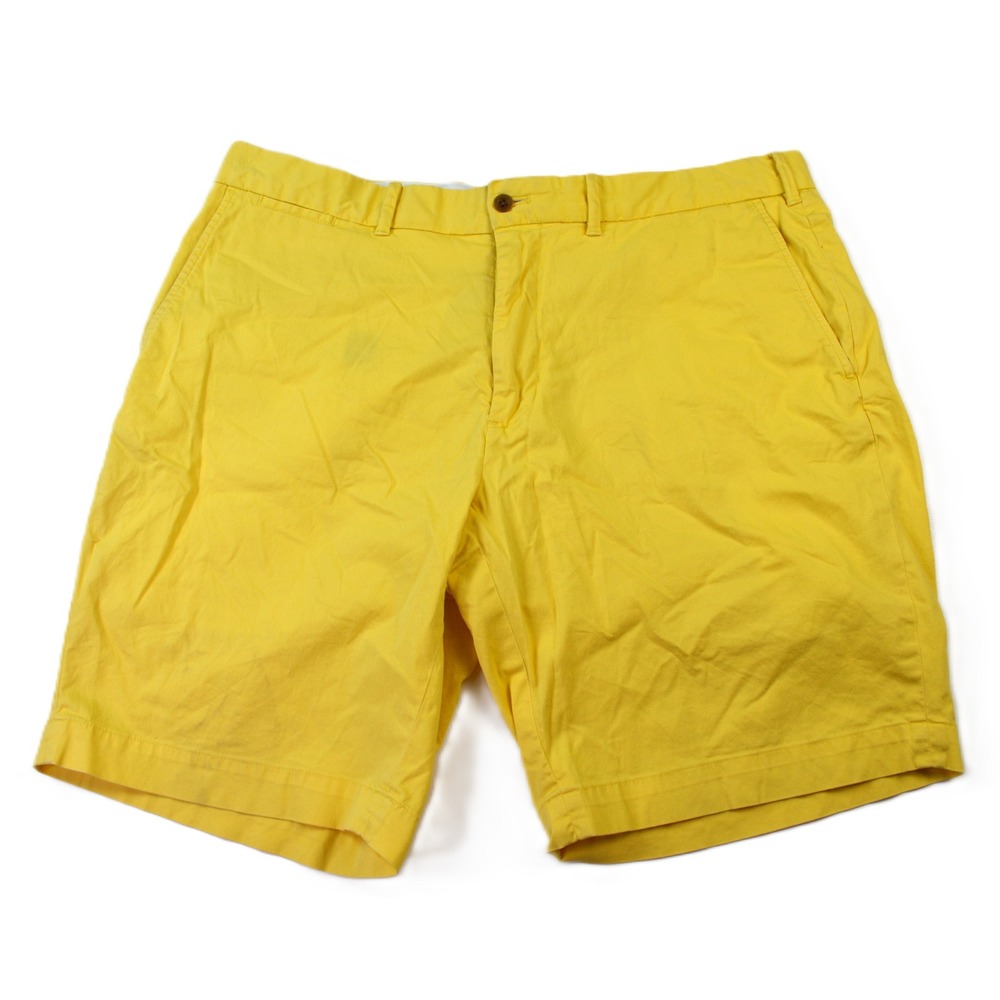 Polo Golf Ralph Lauren Yellow Cotton Twill Stretch Shorts Mens 38 Plaid Shield